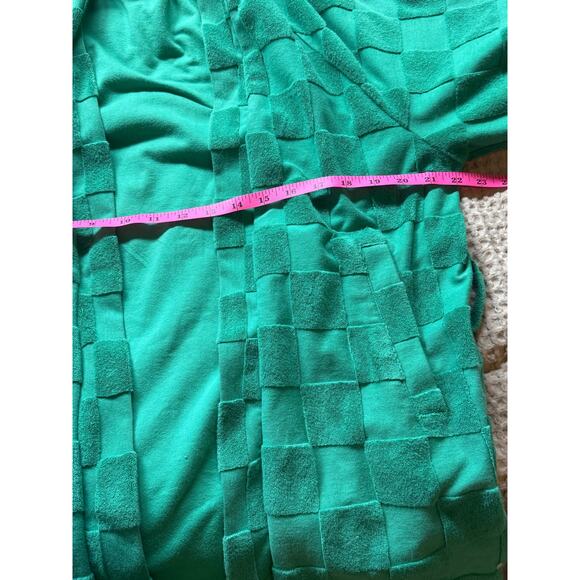 Melody Ehsani Womens Estelle Terrycloth Check Robe Kelly Green Size Small EUC - Picture 8 of 9